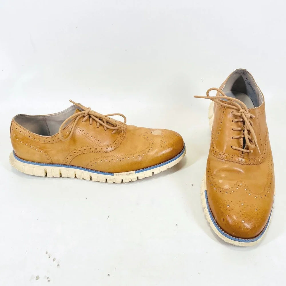 Cole Haan Zerogrand Wingtip Oxford Mens 12M British Tan Leather C39604